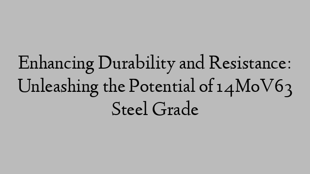 Enhancing Durability and Resistance: Unleashing the Potential of 14MoV63 Steel Grade