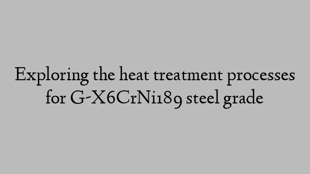 Exploring the heat treatment processes for G-X6CrNi189 steel grade