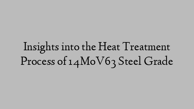 Insights into the Heat Treatment Process of 14MoV63 Steel Grade