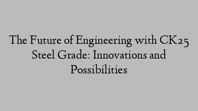 The Future of Engineering with CK25 Steel Grade: Innovations and Possibilities