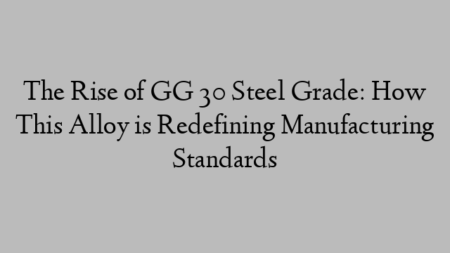 The Rise of GG 30 Steel Grade: How This Alloy is Redefining Manufacturing Standards