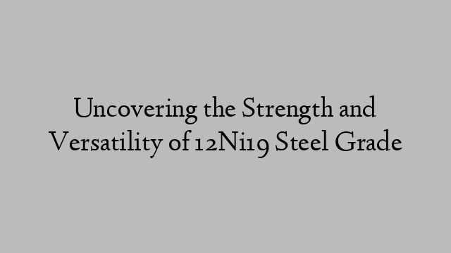 Uncovering the Strength and Versatility of 12Ni19 Steel Grade