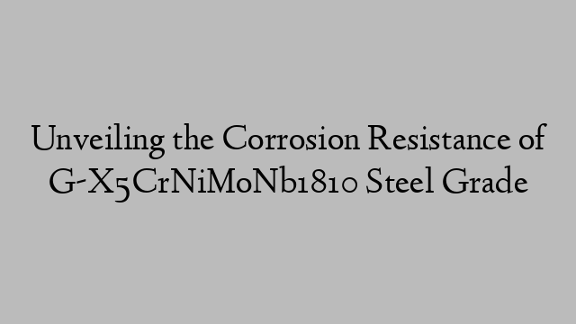 Unveiling the Corrosion Resistance of G-X5CrNiMoNb1810 Steel Grade