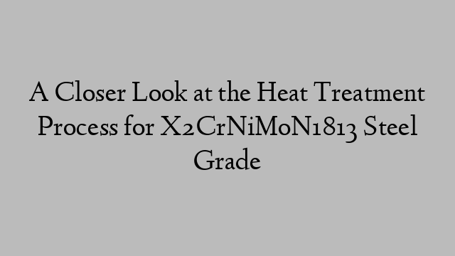 A Closer Look at the Heat Treatment Process for X2CrNiMoN1813 Steel Grade