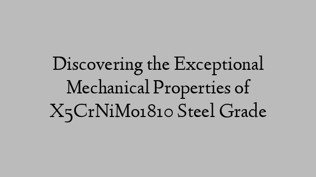 Discovering the Exceptional Mechanical Properties of X5CrNiMo1810 Steel Grade