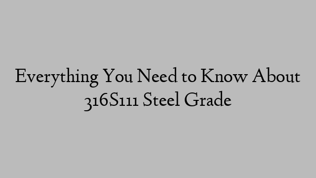 Everything You Need to Know About 316S111 Steel Grade