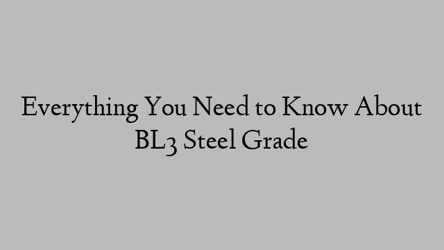 Everything You Need to Know About BL3 Steel Grade