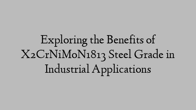 Exploring the Benefits of X2CrNiMoN1813 Steel Grade in Industrial Applications