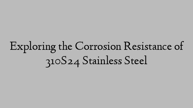 Exploring the Corrosion Resistance of 310S24 Stainless Steel