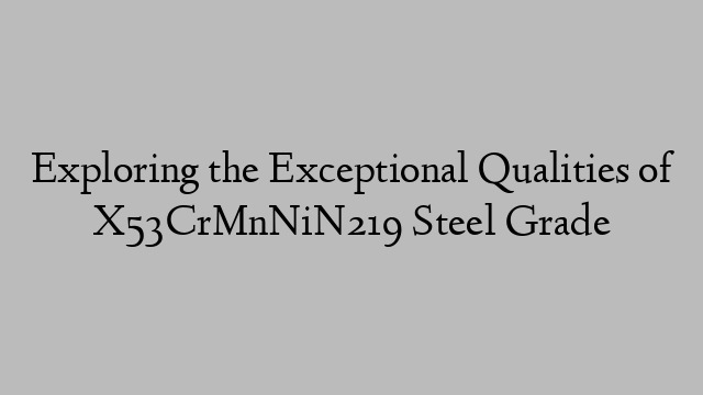 Exploring the Exceptional Qualities of X53CrMnNiN219 Steel Grade