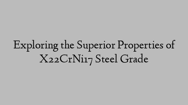 Exploring the Superior Properties of X22CrNi17 Steel Grade