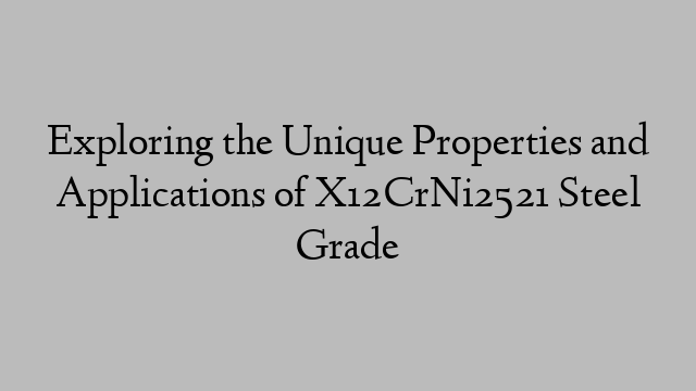 Exploring the Unique Properties and Applications of X12CrNi2521 Steel Grade