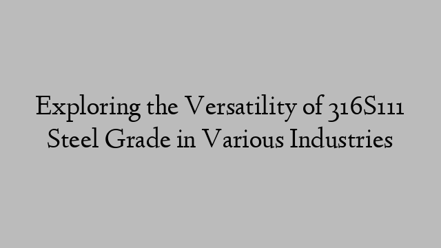 Exploring the Versatility of 316S111 Steel Grade in Various Industries