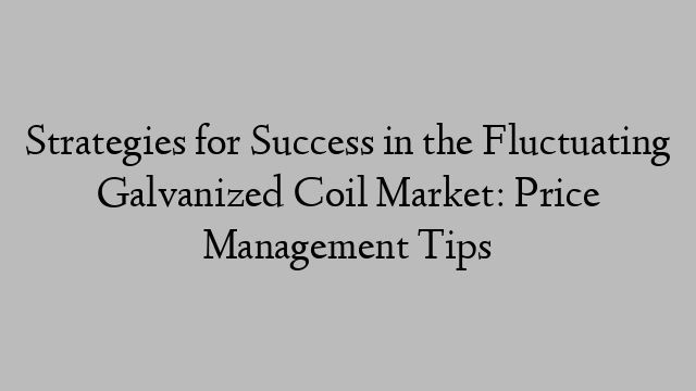 Strategies for Success in the Fluctuating Galvanized Coil Market: Price Management Tips