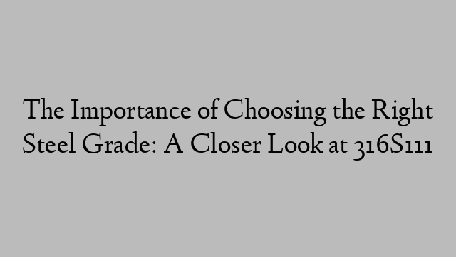 The Importance of Choosing the Right Steel Grade: A Closer Look at 316S111