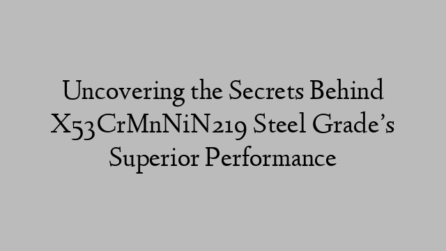 Uncovering the Secrets Behind X53CrMnNiN219 Steel Grade’s Superior Performance