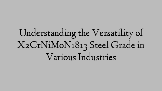 Understanding the Versatility of X2CrNiMoN1813 Steel Grade in Various Industries