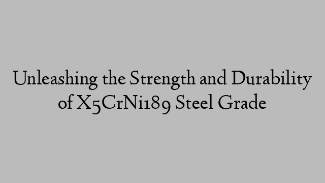 Unleashing the Strength and Durability of X5CrNi189 Steel Grade