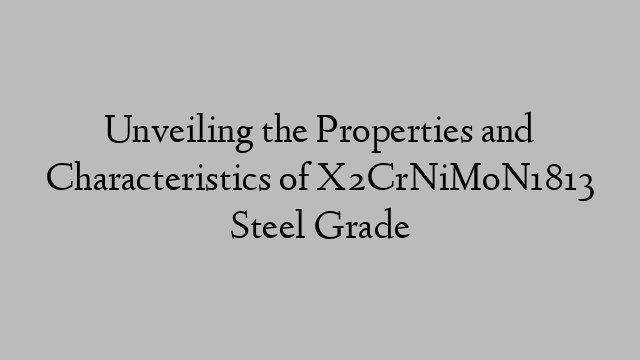 Unveiling the Properties and Characteristics of X2CrNiMoN1813 Steel Grade