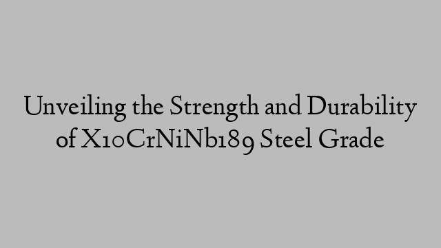 Unveiling the Strength and Durability of X10CrNiNb189 Steel Grade