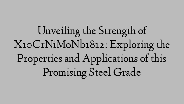 Unveiling the Strength of X10CrNiMoNb1812: Exploring the Properties and Applications of this Promising Steel Grade