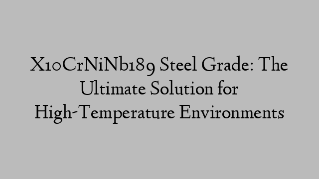 X10CrNiNb189 Steel Grade: The Ultimate Solution for High-Temperature Environments