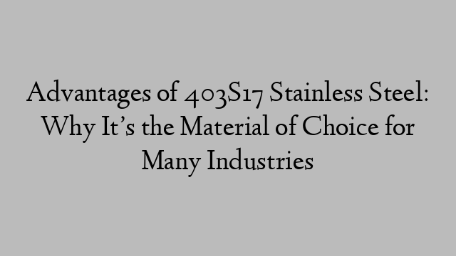 Advantages of 403S17 Stainless Steel: Why It’s the Material of Choice for Many Industries