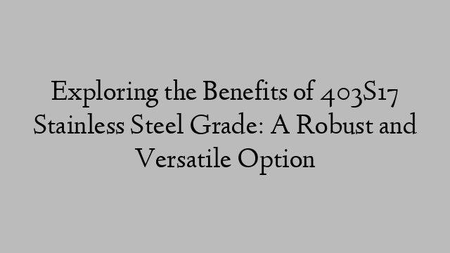 Exploring the Benefits of 403S17 Stainless Steel Grade: A Robust and Versatile Option